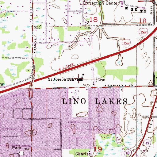 Topographic Map of Saint Joseph School, MN