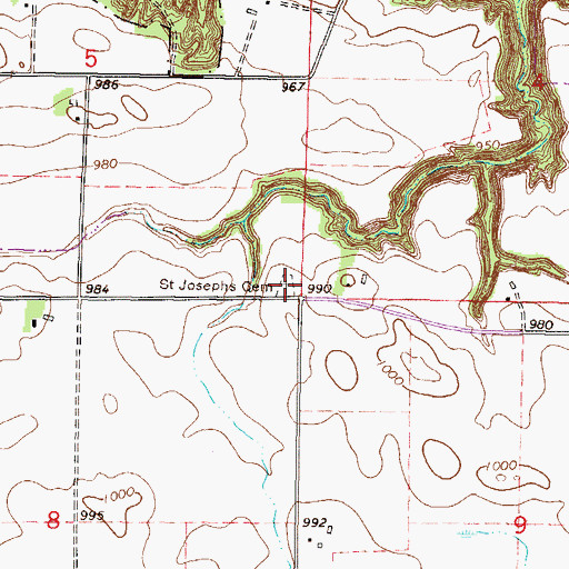 Topographic Map of Saint Josephs Cemetery, MN