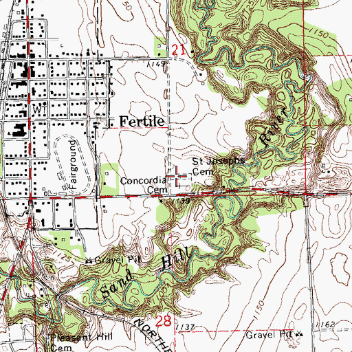 Topographic Map of Saint Joseph Catholic Cemetery, MN