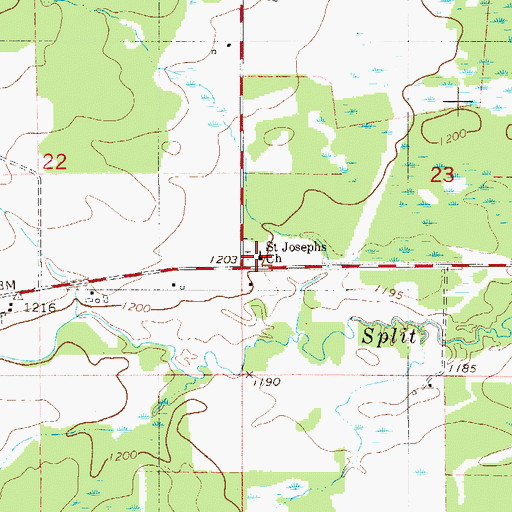 Topographic Map of Saint Josephs Church, MN