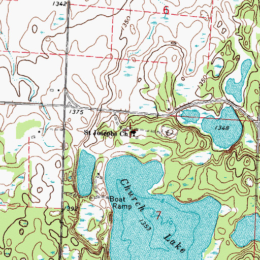 Topographic Map of Saint Josephs Church, MN