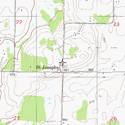 Topographic Map of Saint Josephs School, MN