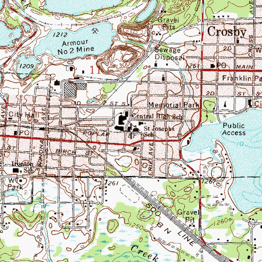 Topographic Map of Saint Josephs School, MN