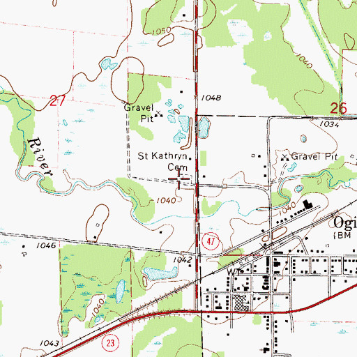 Topographic Map of Saint Kathryn Cemetery, MN