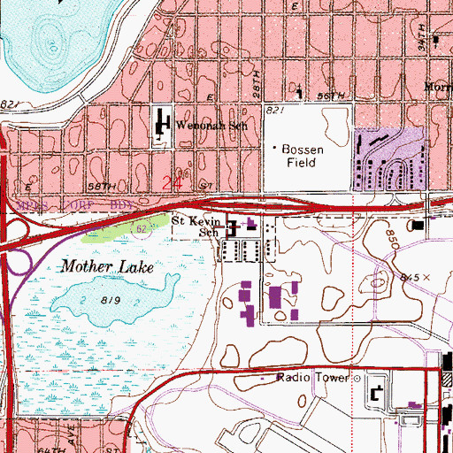 Topographic Map of Saint Kevin School, MN