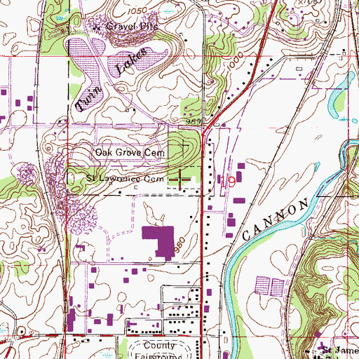 Topographic Map of Saint Lawrence Cemetery, MN