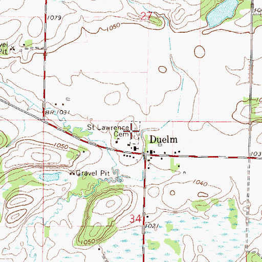 Topographic Map of Saint Lawrence Cemetery, MN
