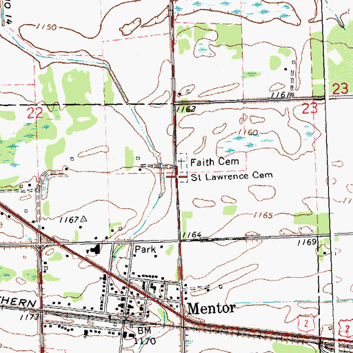 Topographic Map of Saint Lawrence Catholic Cemetery, MN