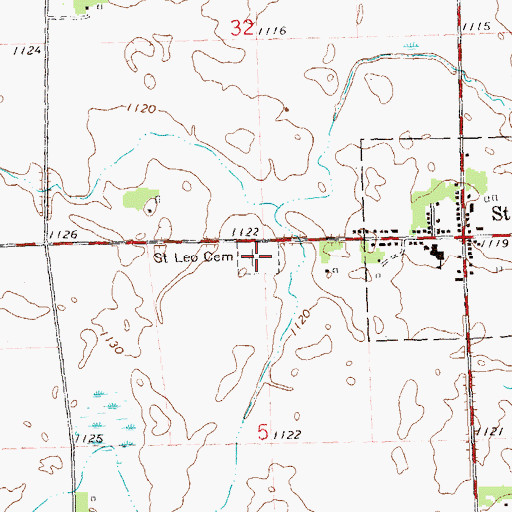 Topographic Map of Saint Leo Cemetery, MN