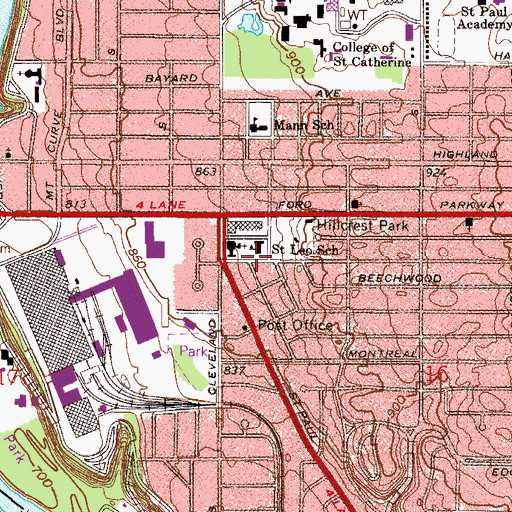 Topographic Map of Saint Leo School, MN