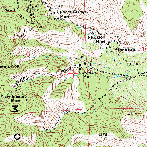 Topographic Map of Jordan Mine, AZ