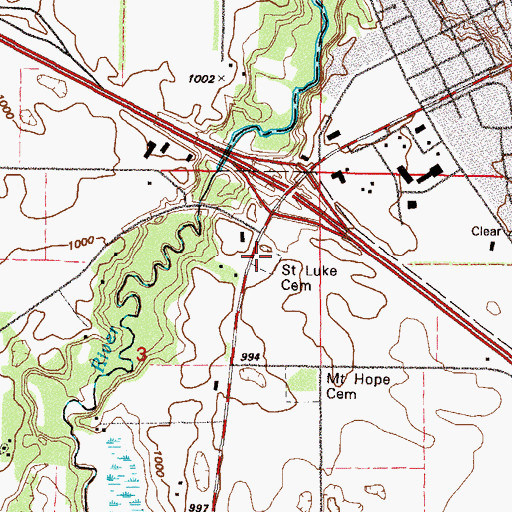 Topographic Map of Saint Luke Cemetery, MN