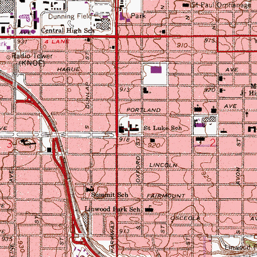 Topographic Map of Saint Thomas More School, MN
