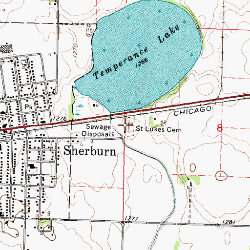Topographic Map of Saint Lukes Cemetery, MN