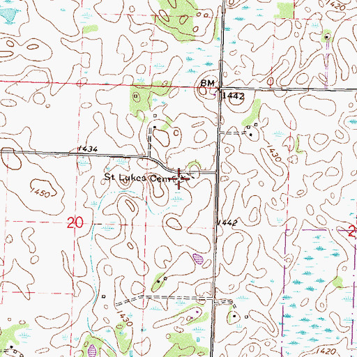 Topographic Map of Saint Lukes Cemetery, MN