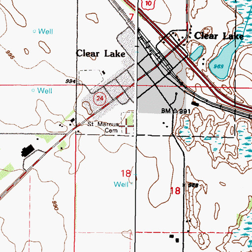 Topographic Map of Saint Marcus Cemetery, MN