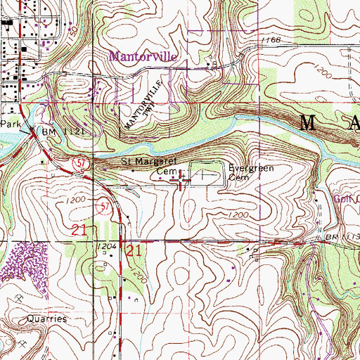 Topographic Map of Saint Margaret Cemetery, MN
