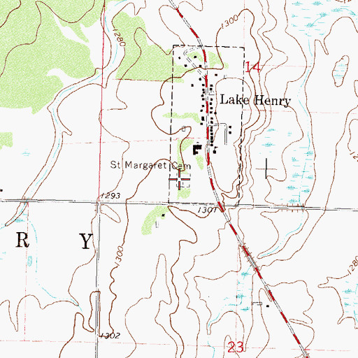Topographic Map of Saint Margaret Cemetery, MN