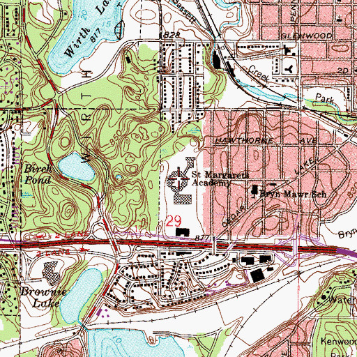 Topographic Map of Saint Margarets Academy, MN