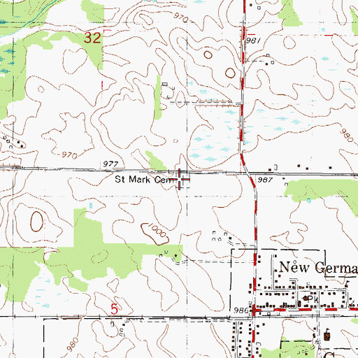 Topographic Map of Saint Mark Cemetery, MN
