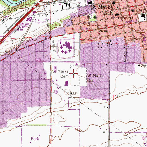 Topographic Map of Saint Marks Cemetery, MN