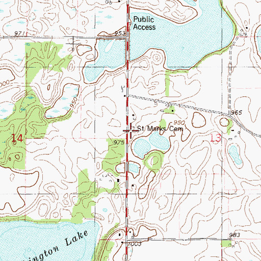 Topographic Map of Saint Marks Cemetery, MN