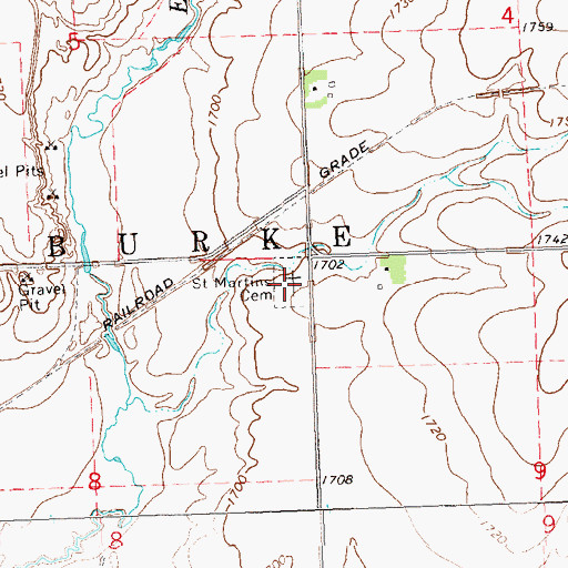 Topographic Map of Saint Martins Cemetery, MN