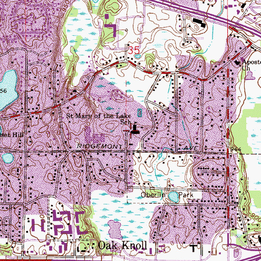 Topographic Map of Saint Mary of the Lake School, MN