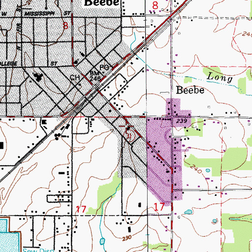 Topographic Map of Immanuel Baptist Church, AR