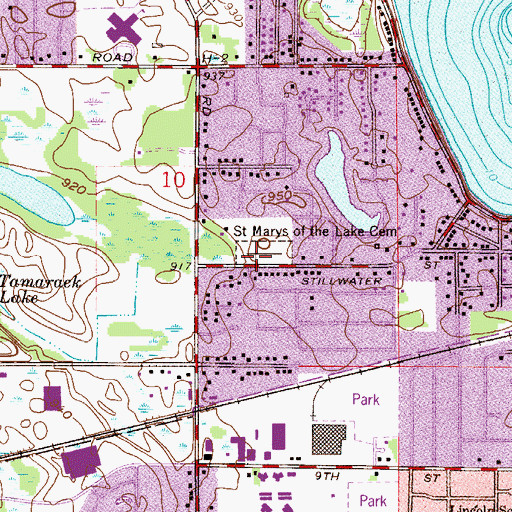 Topographic Map of Saint Marys of the Lake Cemetery, MN