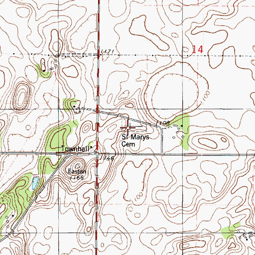 Topographic Map of Saint Marys Cemetery, MN