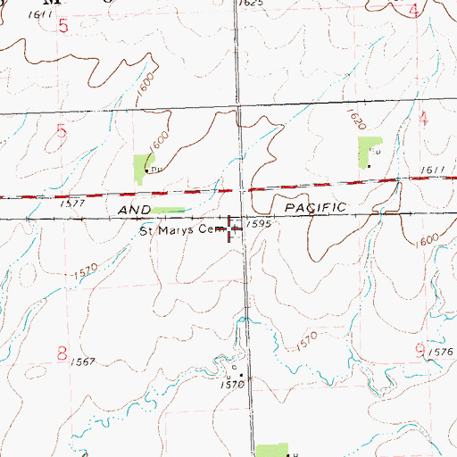 Topographic Map of Saint Marys Cemetery, MN