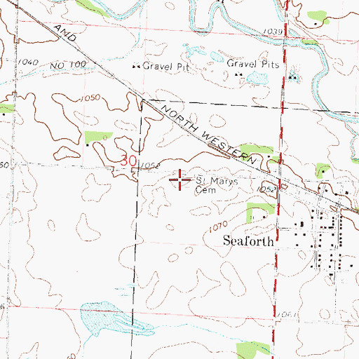 Topographic Map of Saint Marys Cemetery, MN