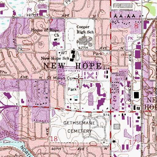 Topographic Map of Saint Marys - Assumption Cemetery, MN