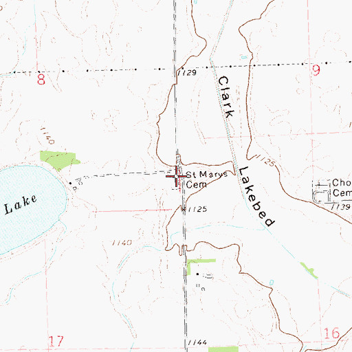 Topographic Map of Saint Marys Cemetery, MN