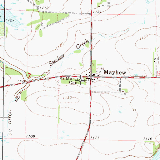 Topographic Map of Saint Marys Cemetery, MN