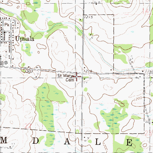 Topographic Map of Saint Marys Cemetery, MN