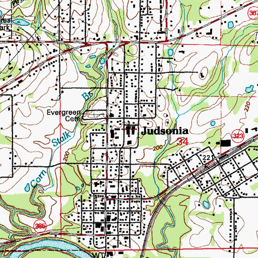 Topographic Map of Judsonia High School, AR