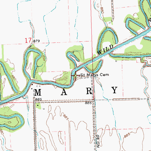 Topographic Map of Saint Marys Cemetery, MN