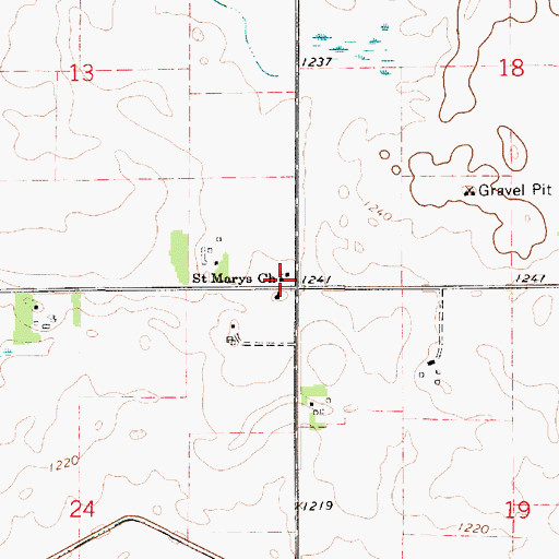 Topographic Map of Saint Marys Church, MN