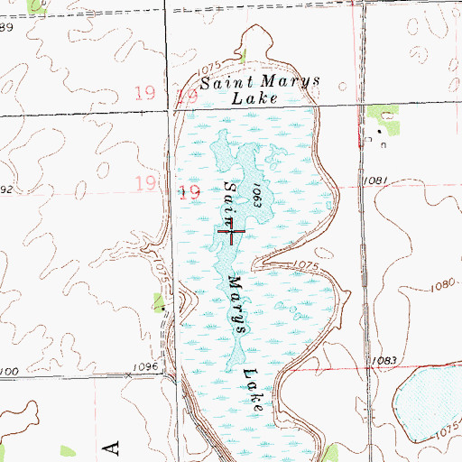 Topographic Map of Saint Marys Lake, MN
