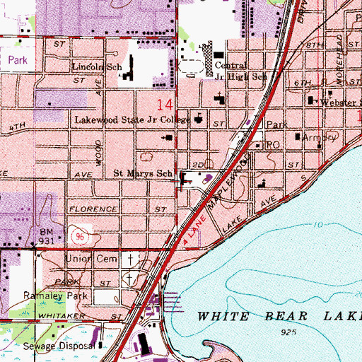 Topographic Map of Saint Marys School, MN