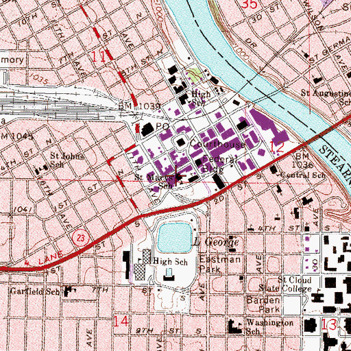 Topographic Map of Saint Marys School, MN