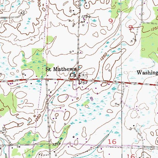 Topographic Map of Saint Mathews Church, MN