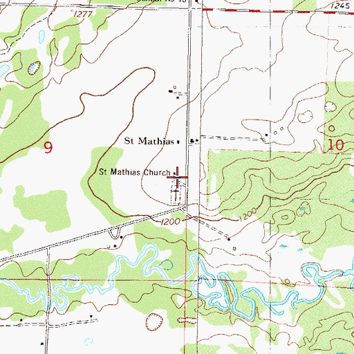 Topographic Map of Saint Mathias Church, MN