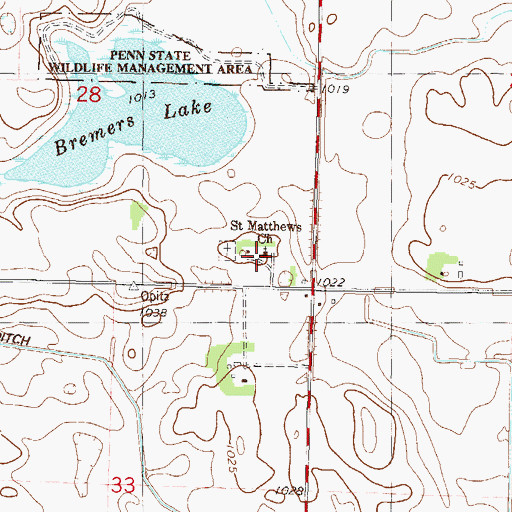 Topographic Map of Saint Matthews Church, MN