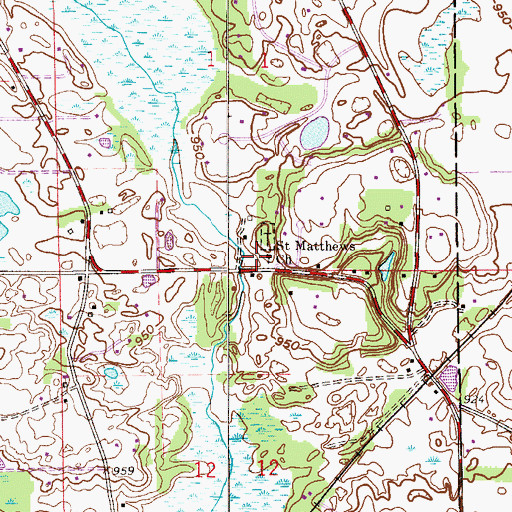 Topographic Map of Saint Matthews Church, MN