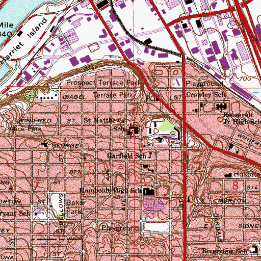 Topographic Map of Saint Matthew's School, MN