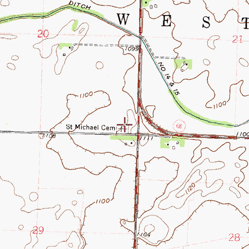 Topographic Map of Saint Michael Cemetery, MN