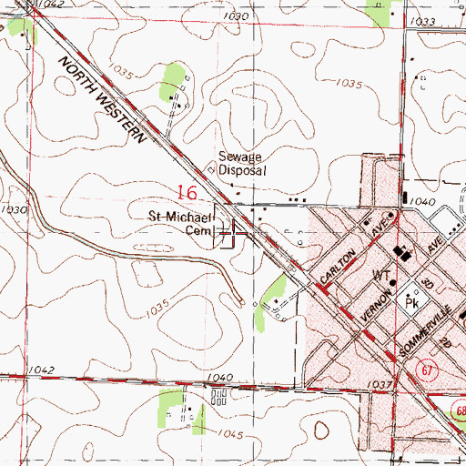 Topographic Map of Saint Michael Cemetery, MN